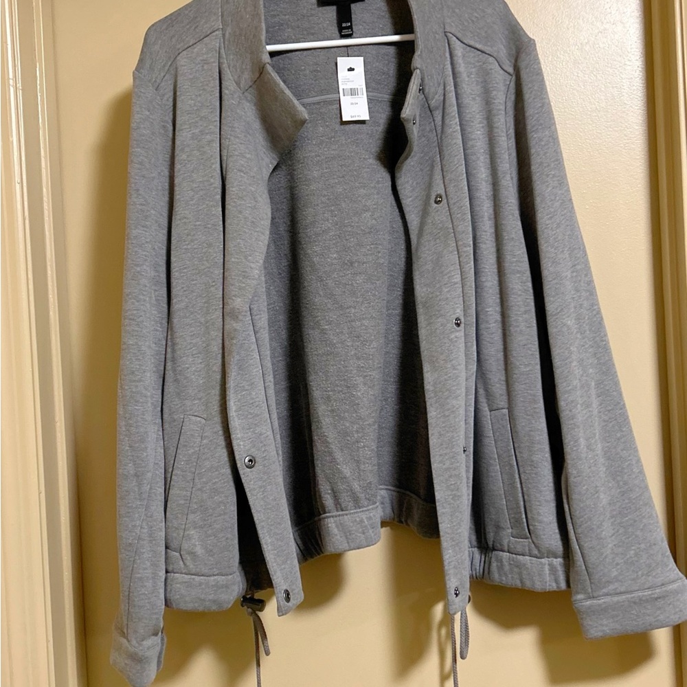 Lane Bryant Gray Bomber Jacket with Relaxed Fit